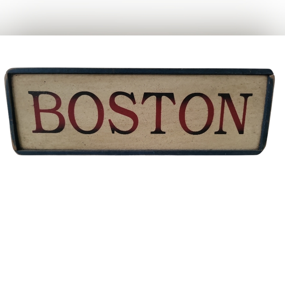 Boston Wall Art Sign - By Jones Rustic Sign Co. Vtg. 12.1 X 4 Inches